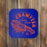 Crawfish Crew Retro Louisiana Cajun Seafood Gift Coaster thumb 0