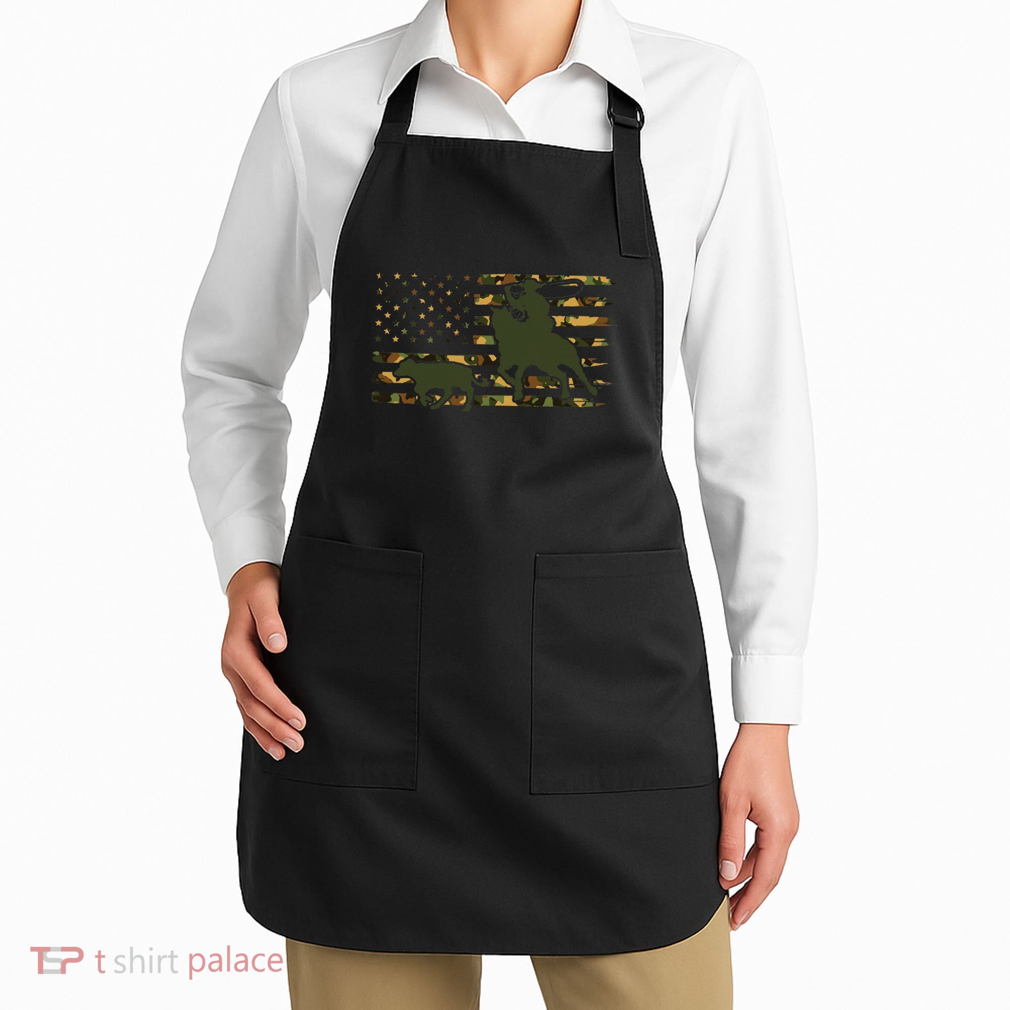 Camo Cowboy Roping Cowboy American Flag Roping Apron