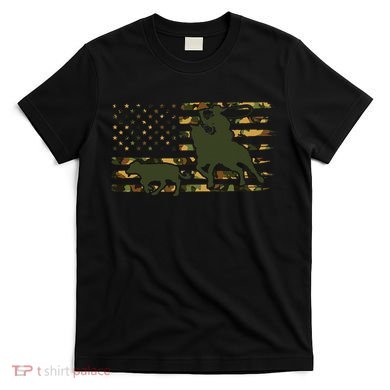 Camo Cowboy Roping Cowboy American Flag Roping T-Shirt