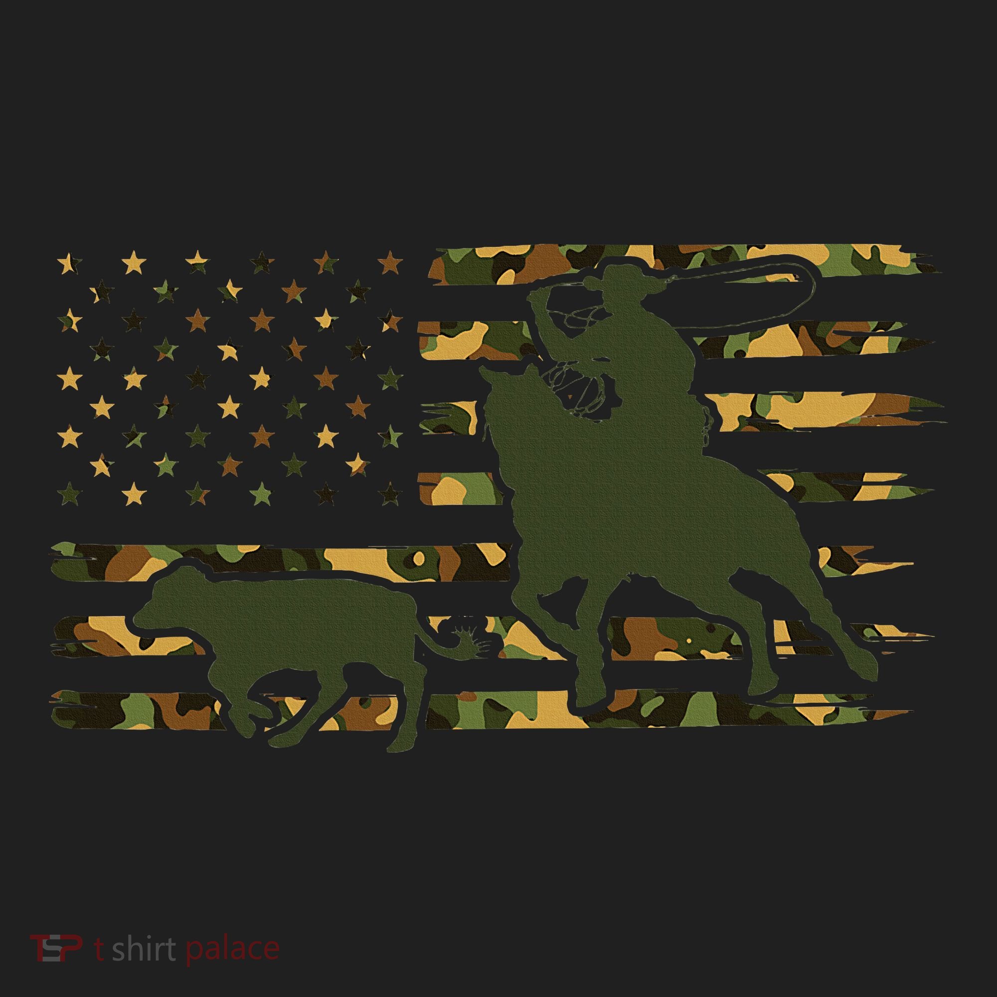 Camo Cowboy Roping Cowboy American Flag Roping Tumbler