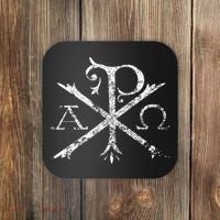 Christian Chi Rho Labarum Christogram Cross Faith Coaster thumb 0
