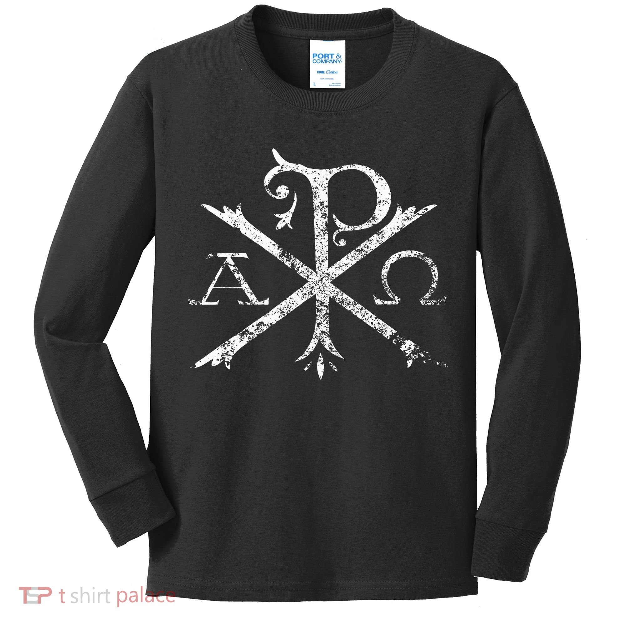 Christian Chi Rho Labarum Christogram Cross Faith Kids Long Sleeve Shirt