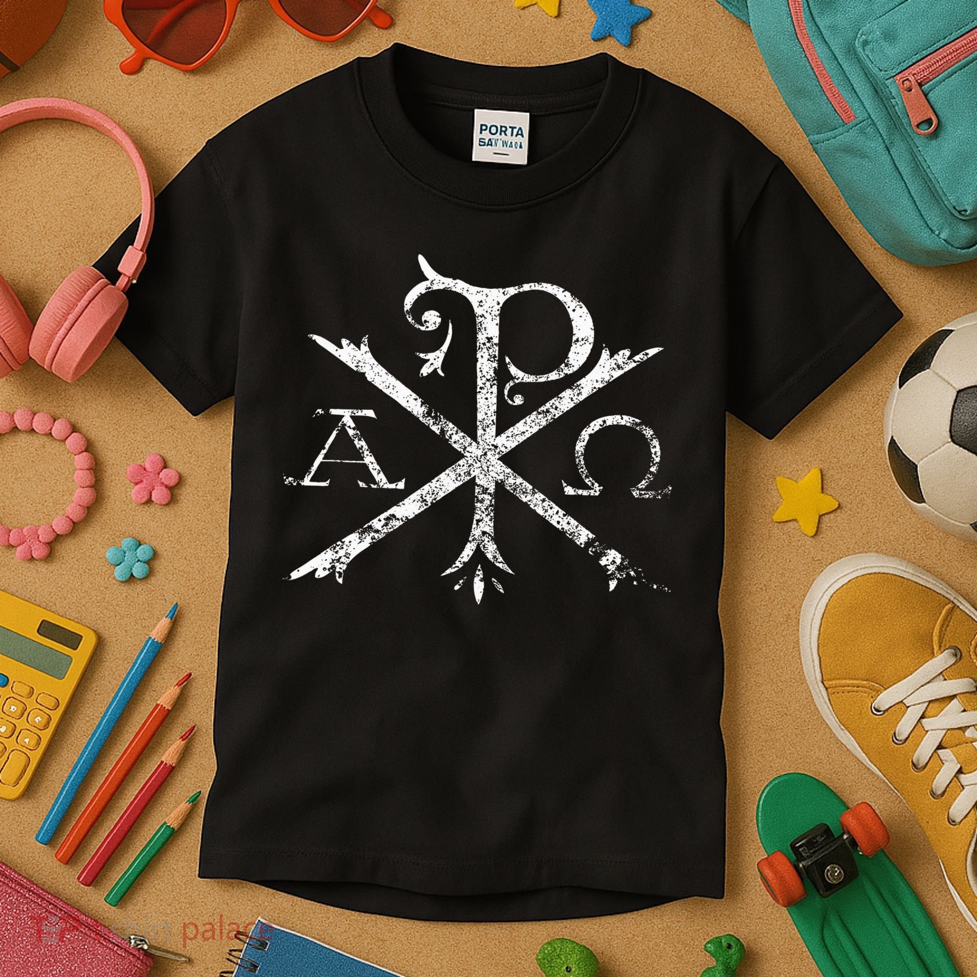 Christian Chi Rho Labarum Christogram Cross Faith Kids T-Shirt