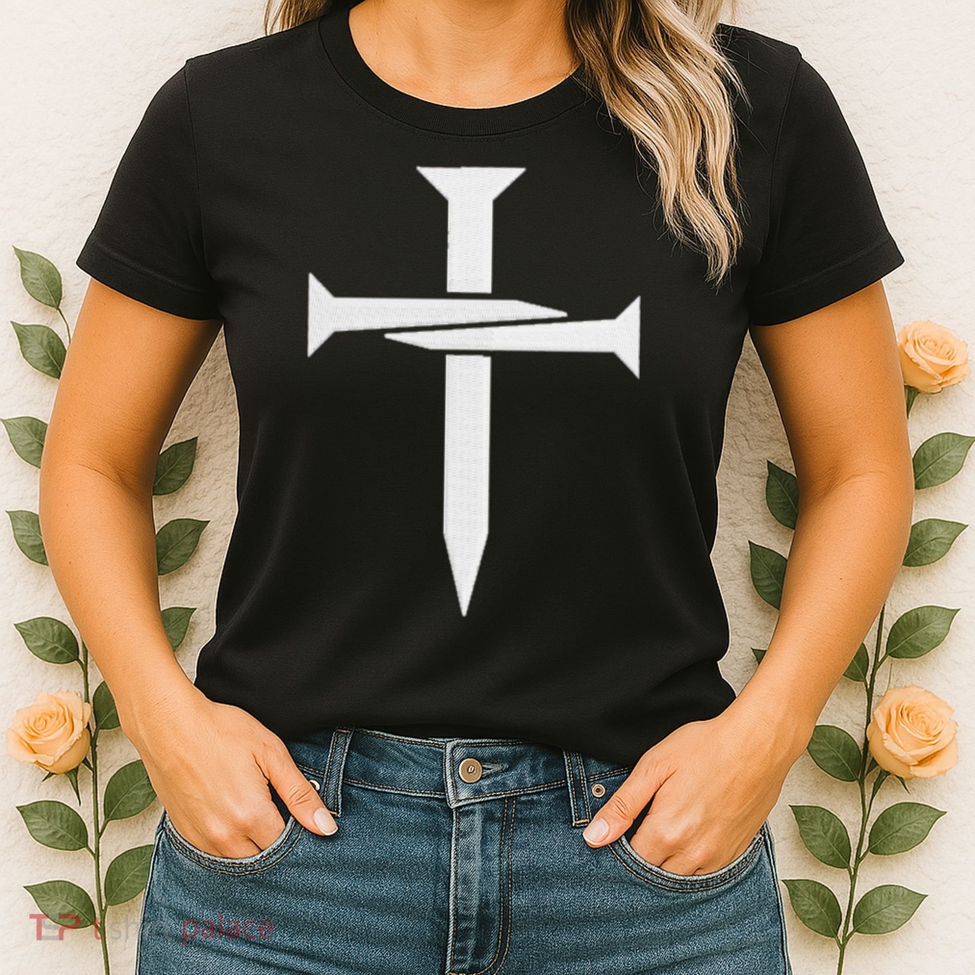 Cross Embroidered Women's T-Shirt