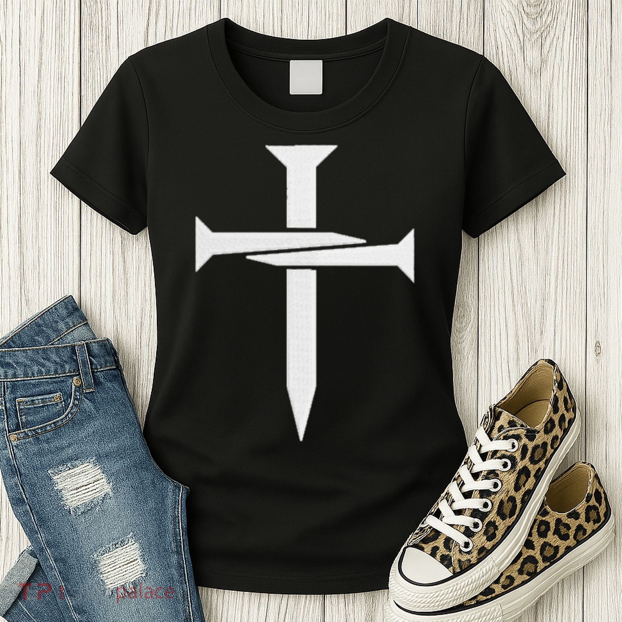 Cross Embroidered Women's T-Shirt