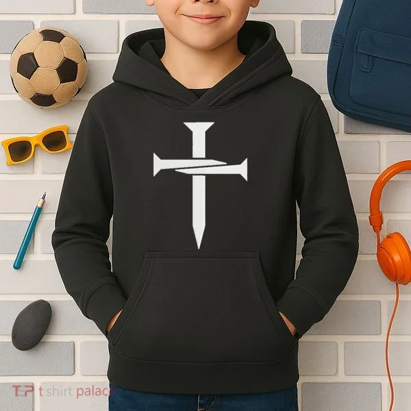 Cross Embroidered Kids Hoodie