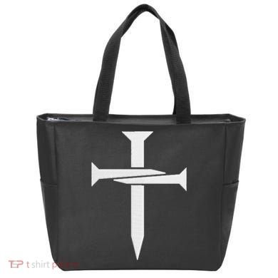 Cross Embroidered Tote Bag