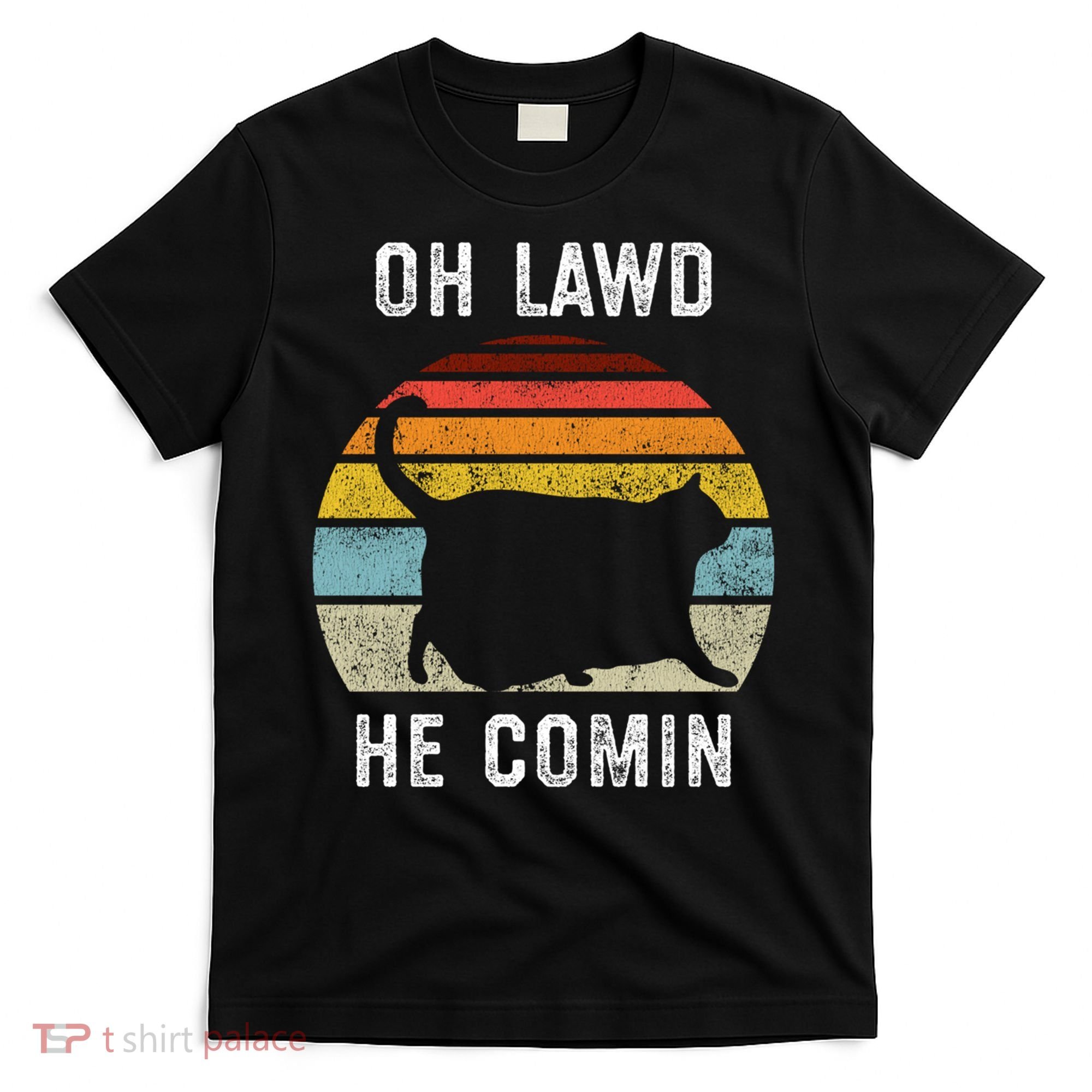 Chonk Cat Retro Style Vintage Meme Oh Lawd He Comin T-Shirt
