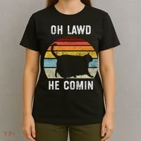 Chonk Cat Retro Style Vintage Meme Oh Lawd He Comin T-Shirt thumb 4