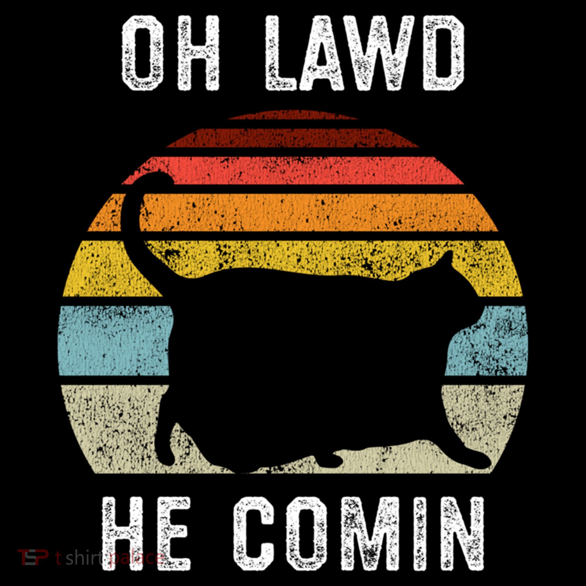 Chonk Cat Retro Style Vintage Meme Oh Lawd He Comin T-Shirt