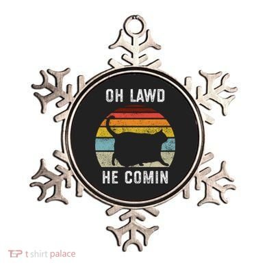 Chonk Cat Retro Style Vintage Meme Oh Lawd He Comin Ornament