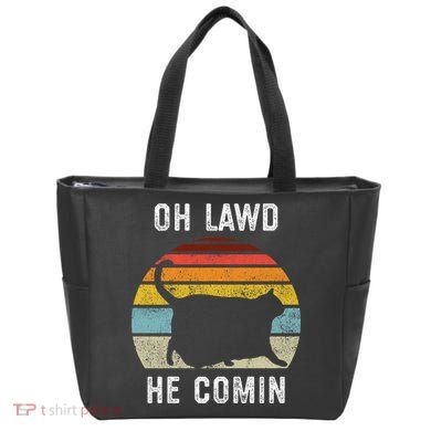 Chonk Cat Retro Style Vintage Meme Oh Lawd He Comin Tote Bag