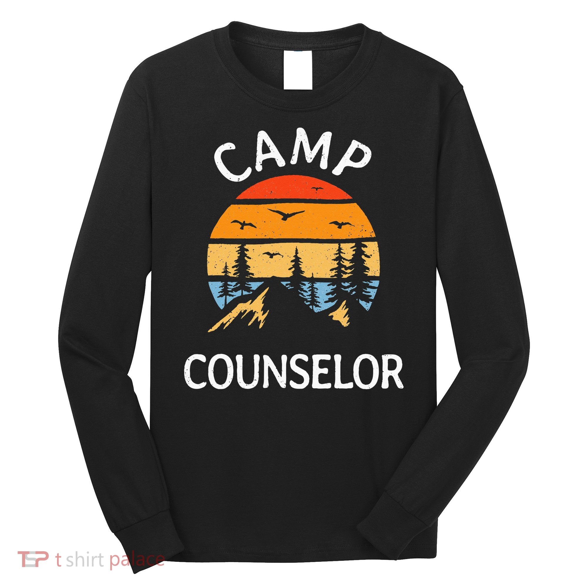 Camp Counselor Retro Summer Director Camper Staff Camping Long Sleeve Shirt