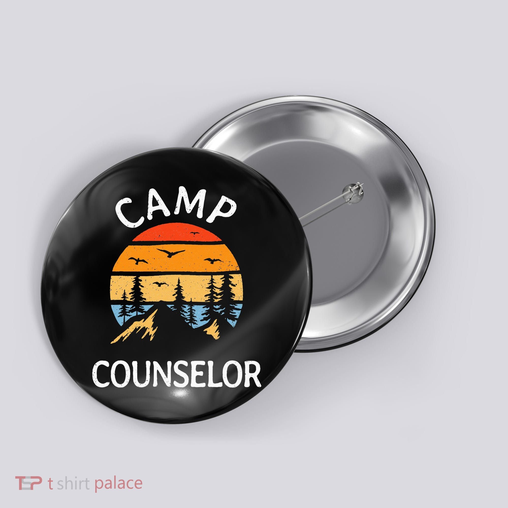 Camp Counselor Retro Summer Director Camper Staff Camping Button
