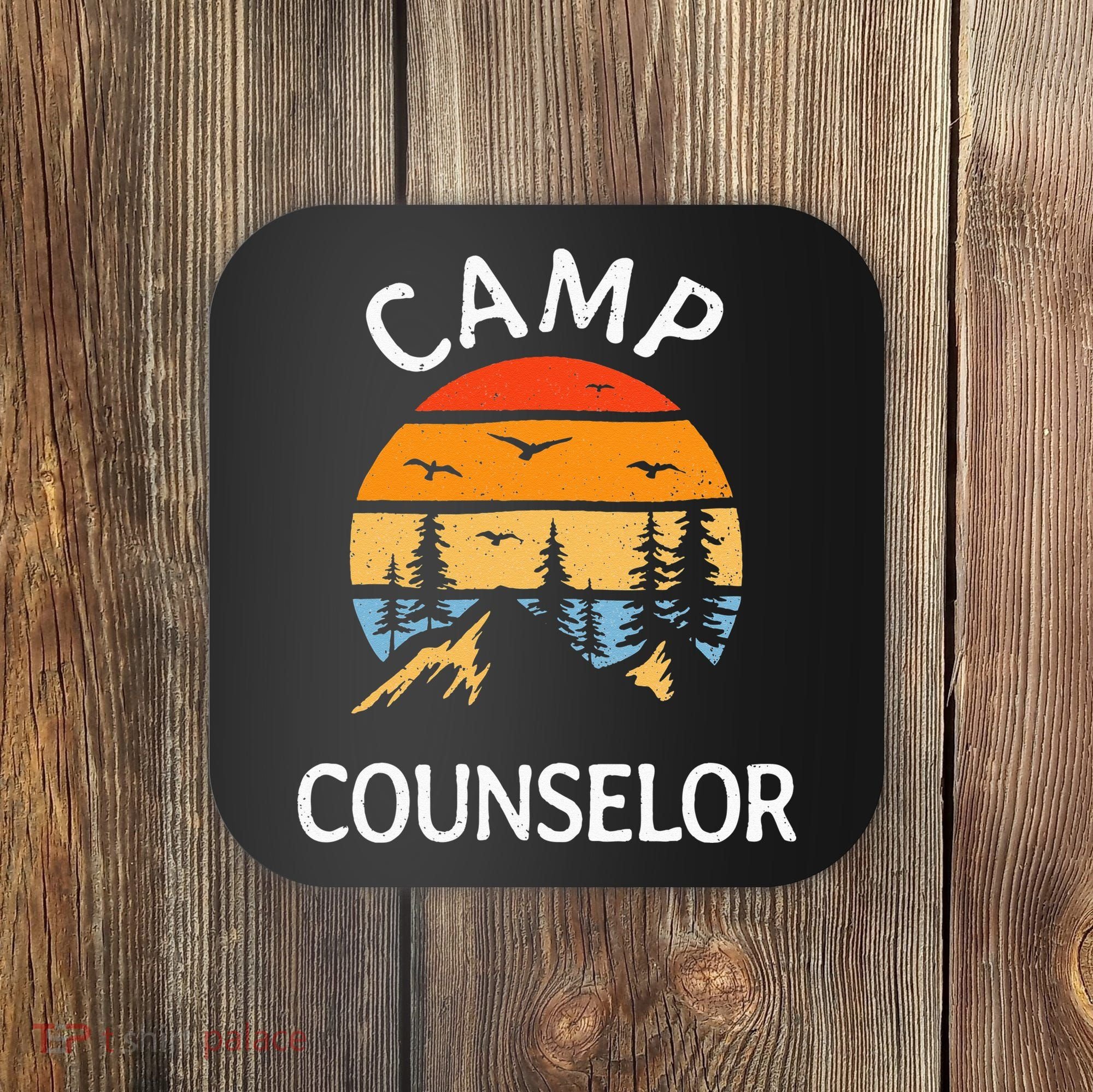 Camp Counselor Retro Summer Director Camper Staff Camping Coaster