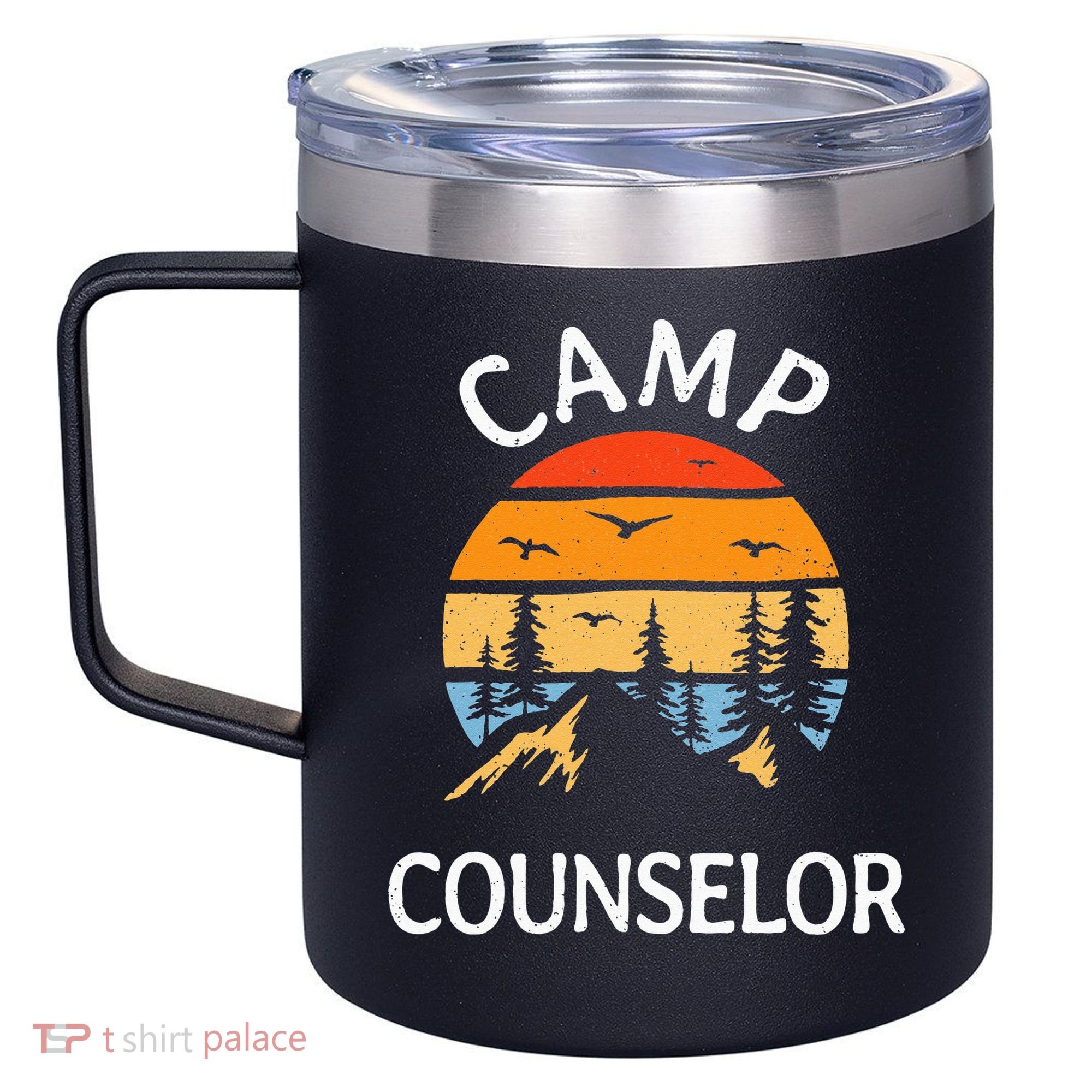 Camp Counselor Retro Summer Director Camper Staff Camping 12oz Stainless Steel Coffee Mug
