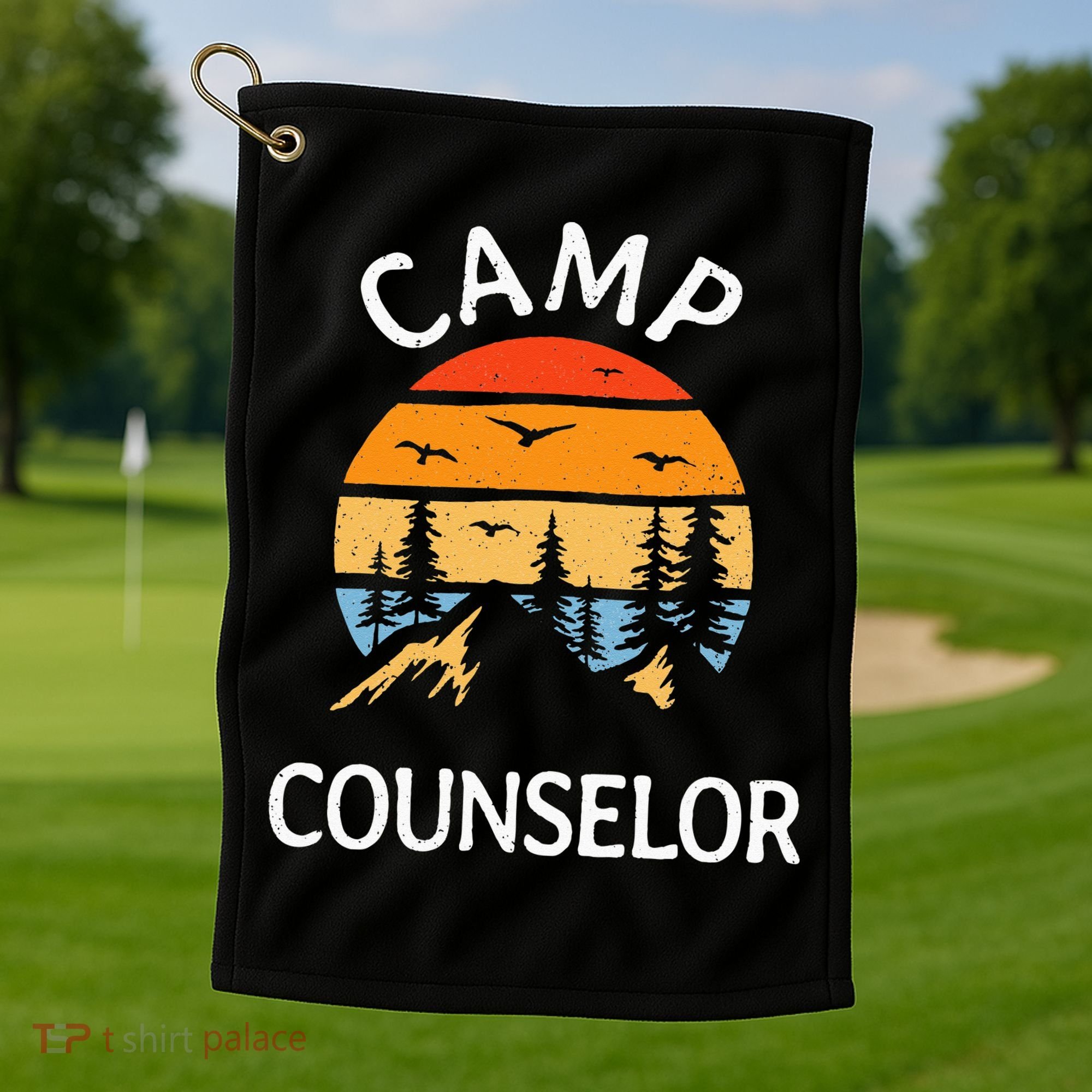 Camp Counselor Retro Summer Director Camper Staff Camping Golf Towel