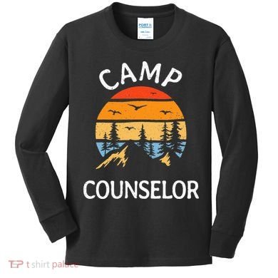 Camp Counselor Retro Summer Director Camper Staff Camping Kids Long Sleeve Shirt