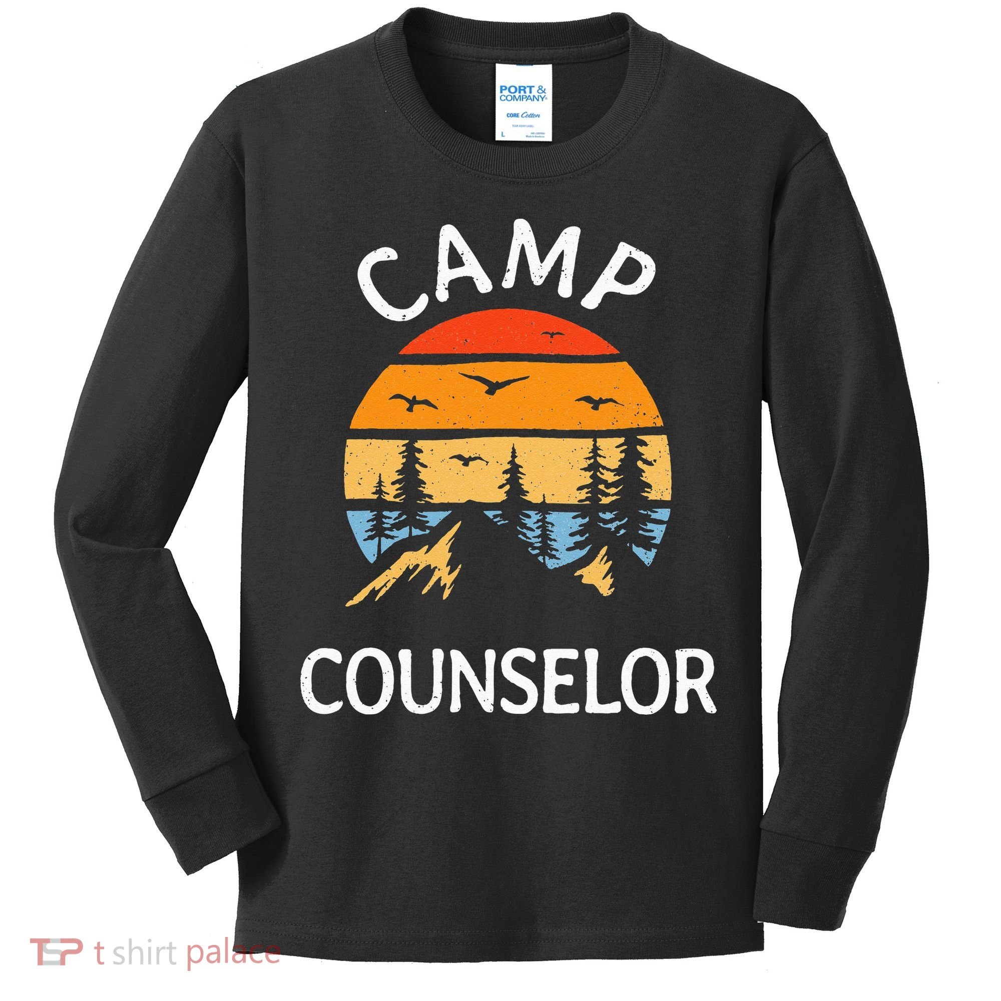 Camp Counselor Retro Summer Director Camper Staff Camping Kids Long Sleeve Shirt