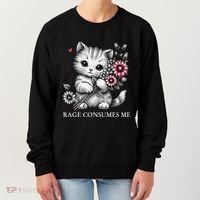 Cute Cat Rage Consumes Me Funny Sarcastic Kitten Flower Women's Sweatshirt thumb 0