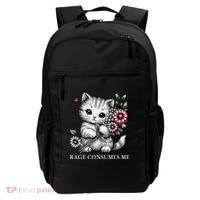 Cute Cat Rage Consumes Me Funny Sarcastic Kitten Flower Backpack thumb 0