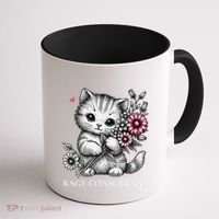 Cute Cat Rage Consumes Me Funny Sarcastic Kitten Flower Coffee Mug thumb 1