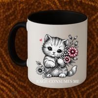 Cute Cat Rage Consumes Me Funny Sarcastic Kitten Flower Coffee Mug thumb 2
