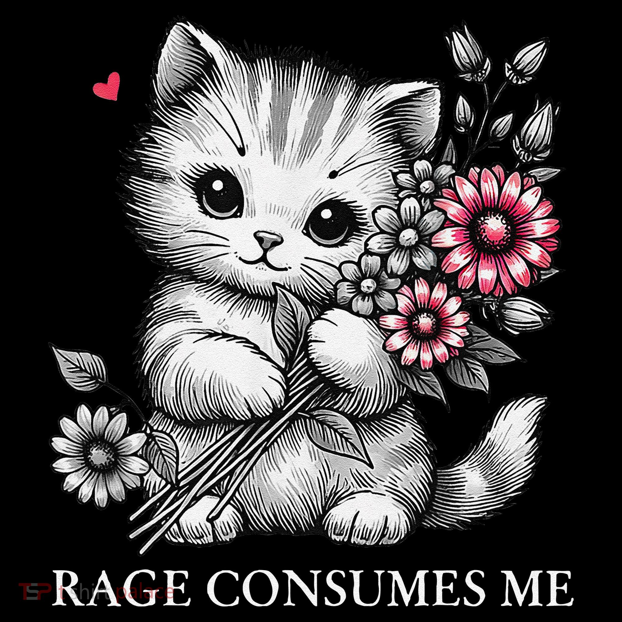 Cute Cat Rage Consumes Me Funny Sarcastic Kitten Flower Coffee Mug
