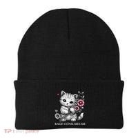 Cute Cat Rage Consumes Me Funny Sarcastic Kitten Flower Beanie thumb 0