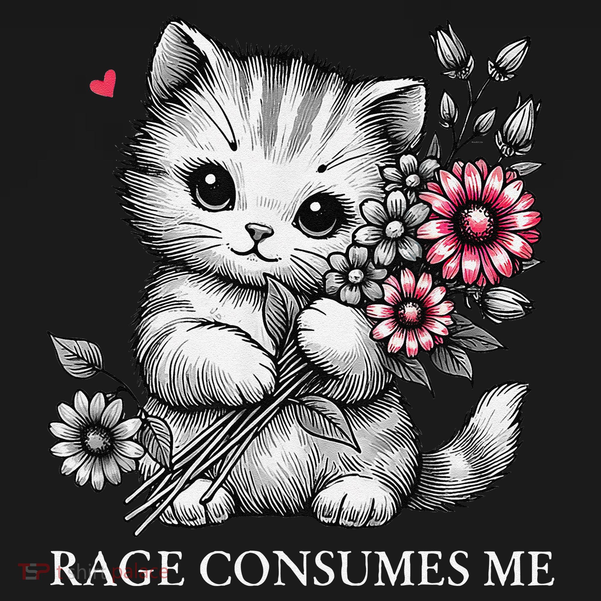 Cute Cat Rage Consumes Me Funny Sarcastic Kitten Flower Women's Hoodie