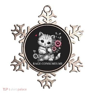Cute Cat Rage Consumes Me Funny Sarcastic Kitten Flower Ornament