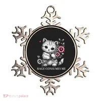 Cute Cat Rage Consumes Me Funny Sarcastic Kitten Flower Ornament thumb 0