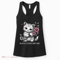Cute Cat Rage Consumes Me Funny Sarcastic Kitten Flower Women's Tank Top thumb 0