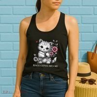 Cute Cat Rage Consumes Me Funny Sarcastic Kitten Flower Women's Tank Top thumb 2