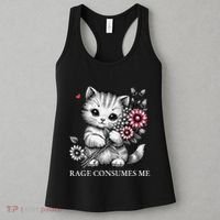Cute Cat Rage Consumes Me Funny Sarcastic Kitten Flower Women's Tank Top thumb 3