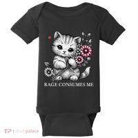 Cute Cat Rage Consumes Me Funny Sarcastic Kitten Flower Baby Bodysuit thumb 0
