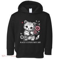 Cute Cat Rage Consumes Me Funny Sarcastic Kitten Flower Toddler Hoodie thumb 0