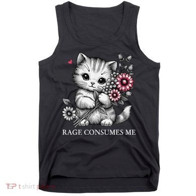 Cute Cat Rage Consumes Me Funny Sarcastic Kitten Flower Tank Top