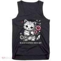 Cute Cat Rage Consumes Me Funny Sarcastic Kitten Flower Tank Top thumb 0