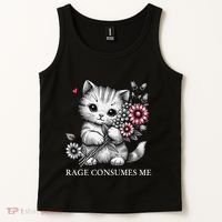 Cute Cat Rage Consumes Me Funny Sarcastic Kitten Flower Tank Top thumb 2