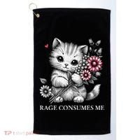 Cute Cat Rage Consumes Me Funny Sarcastic Kitten Flower Golf Towel thumb 0