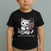 Cute Cat Rage Consumes Me Funny Sarcastic Kitten Flower Toddler T-Shirt thumb 2