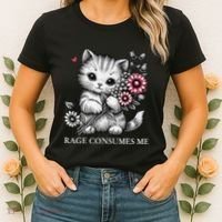 Cute Cat Rage Consumes Me Funny Sarcastic Kitten Flower Women's T-Shirt thumb 2