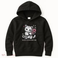 Cute Cat Rage Consumes Me Funny Sarcastic Kitten Flower Kids Hoodie thumb 0