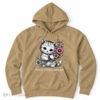 Cute Cat Rage Consumes Me Funny Sarcastic Kitten Flower Hoodie thumb 0