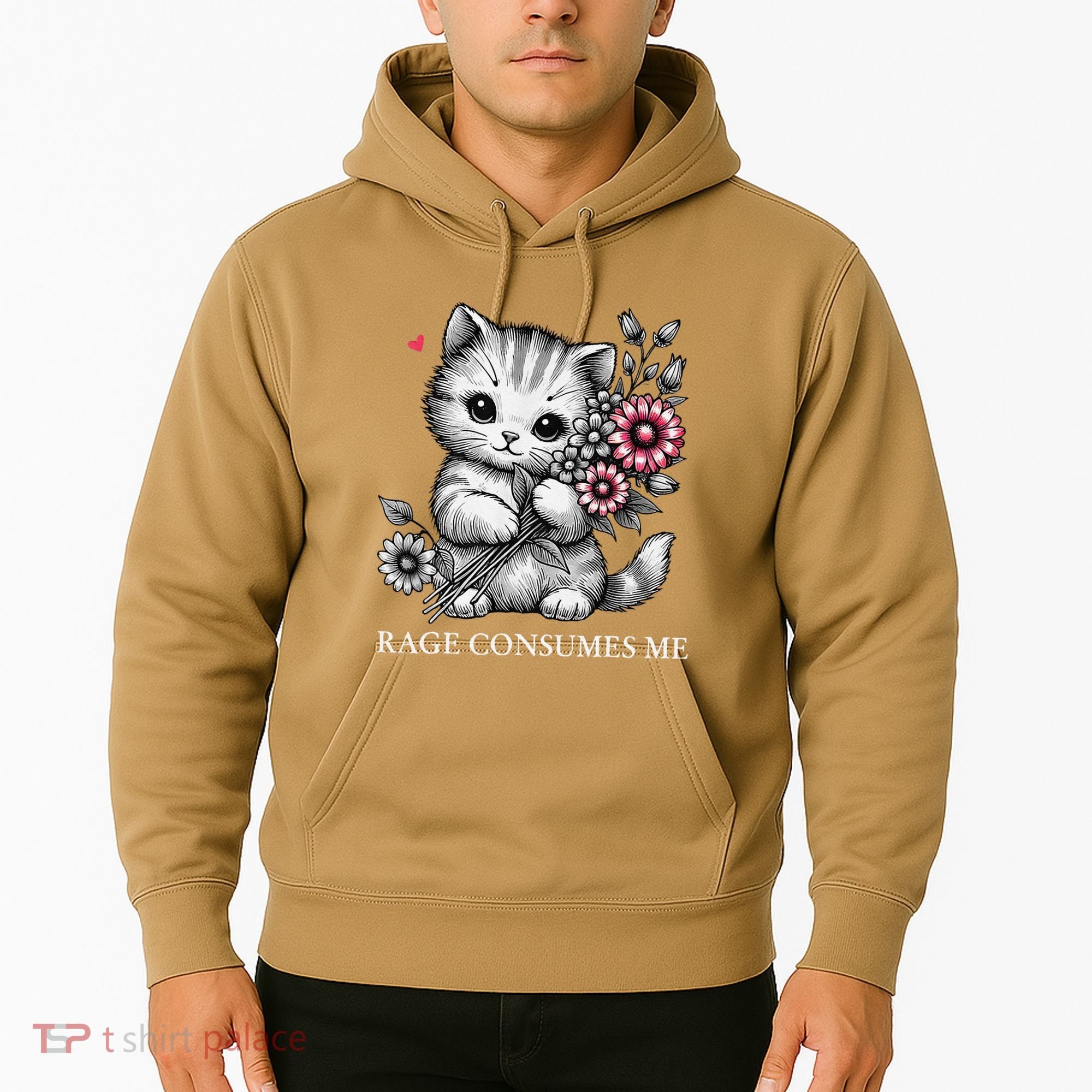 Cute Cat Rage Consumes Me Funny Sarcastic Kitten Flower Hoodie