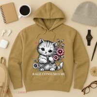 Cute Cat Rage Consumes Me Funny Sarcastic Kitten Flower Hoodie thumb 3