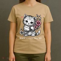 Cute Cat Rage Consumes Me Funny Sarcastic Kitten Flower T-Shirt thumb 4