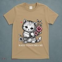 Cute Cat Rage Consumes Me Funny Sarcastic Kitten Flower T-Shirt thumb 5