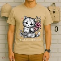 Cute Cat Rage Consumes Me Funny Sarcastic Kitten Flower T-Shirt thumb 6